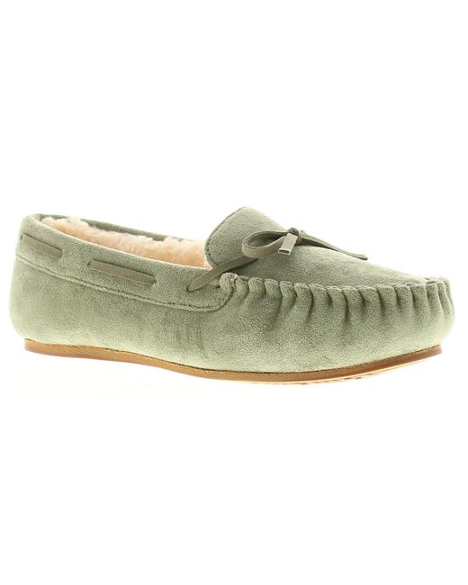 Strollers Green Moccasin Slippers Faux Fur Matilda Micro Fibre