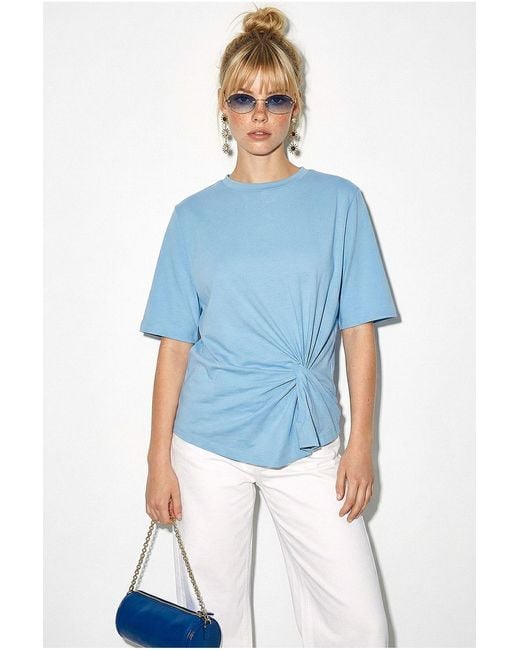Bianco Lucci Blue Cotton T-Shirt