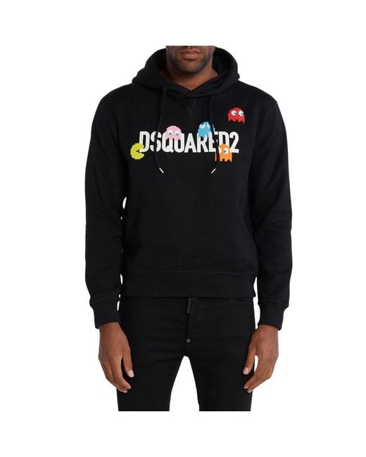 DSquared² Black Pac Cool Fit Hoodie Cotton for men