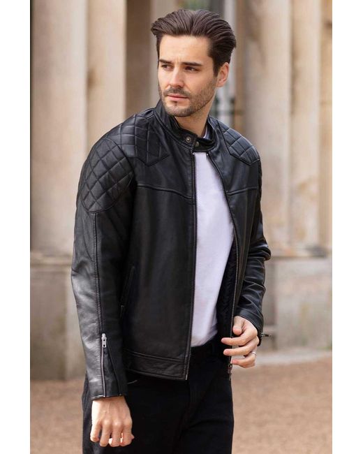Ashwood Leather Black 'Cadmar' Biker Jacket for men