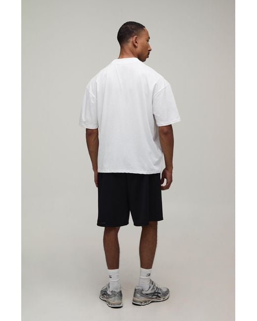 BoohooMAN White Oversized Boxy Sporty Car Print T-Shirt for men