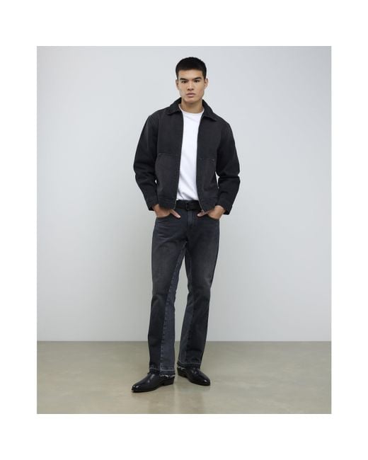 River Island Blue Bootcut Jeans Washed Cotton for men
