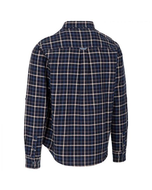 Trespass Blue Withnell Checked Cotton Shirt for men