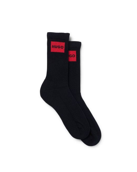HUGO Black 2 Pack Rib Logo Sock for men