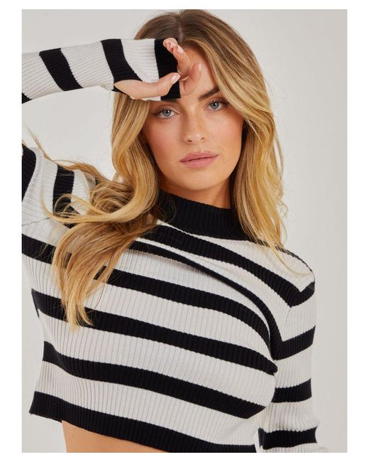 Pink Vanilla White High Neck Ribbed Top