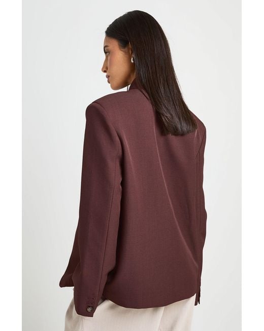 Boohoo Brown Funnel Neck Wrap Front Blazer