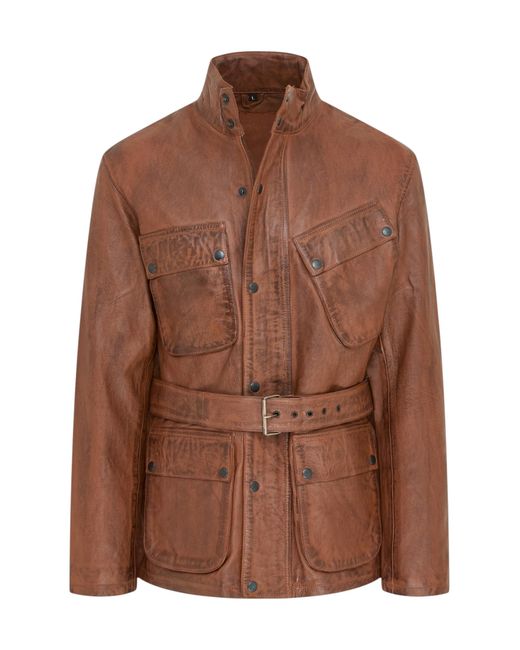 Infinity Leather Brown Lamb Safari Parka Jacket for men