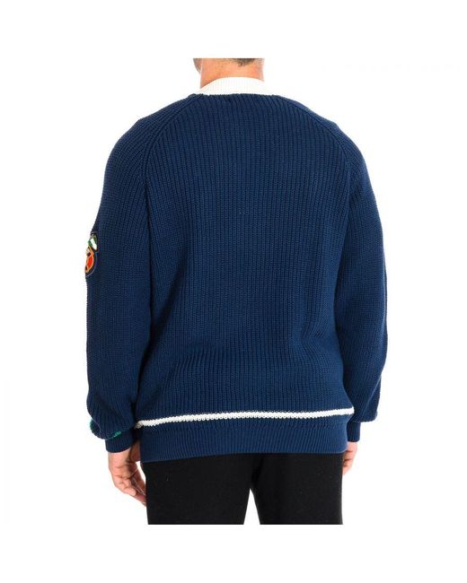 La Martina Blue Long Sleeve Knitted Sweater Tms300-Xc040 for men