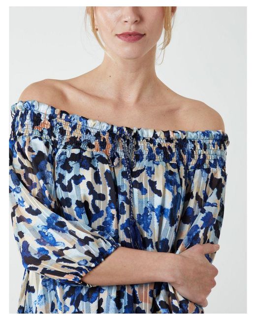 Blue Vanilla Blue Sheared Neck Bardot Dress