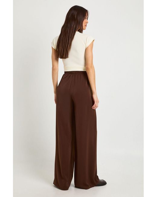 Boohoo Brown Tall Woven Wide Leg Trousers