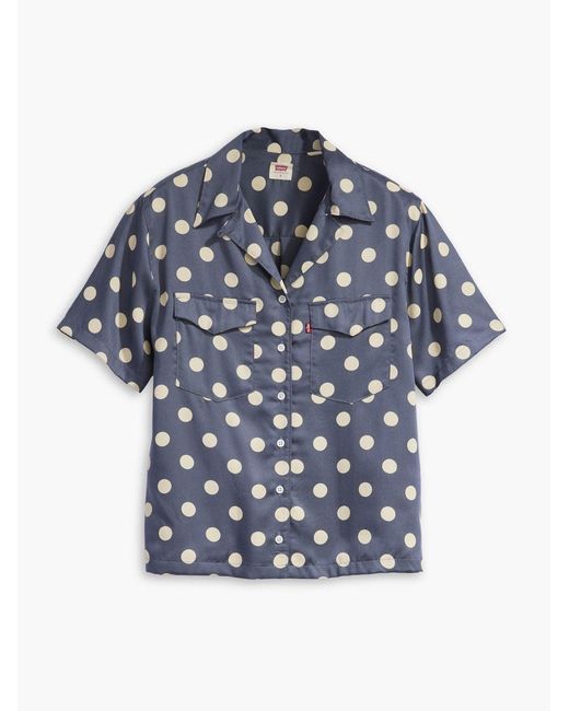 Levi's Blue Levi's Annie Dot Smoke Ember Short Sleeve Bowling Shirt