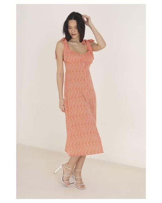 Brave Soul Natural Sweetheart 'Myla' Button Up Woven Midi Dress
