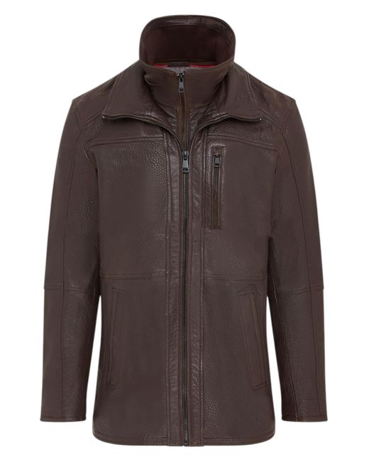 Infinity Leather Brown Warm Mid-Length Coat for men