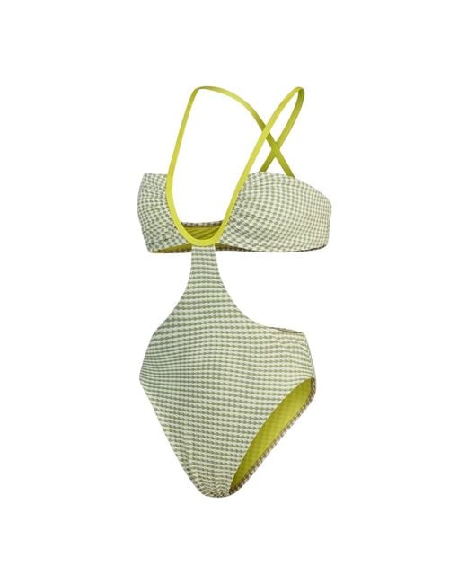 Speedo Green Ladies Gingham Cut Out One Piece Swimsuit