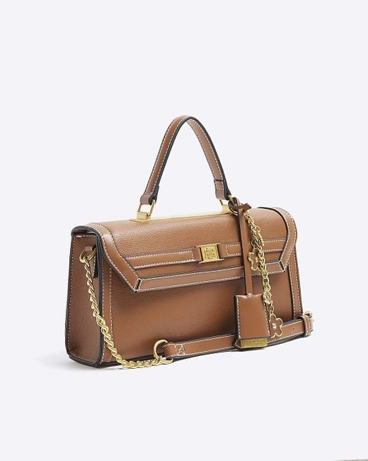 River Island Brown Crossbody Bag Charm Top Handle