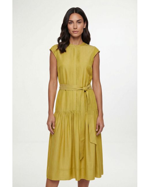 Wallis Yellow Petite Denim Look Drop Waist Midi Dress
