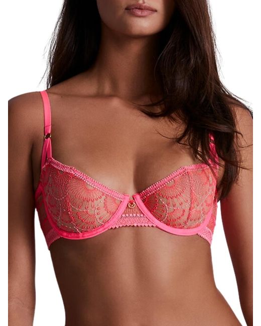 Aubade Women's Flowermania Half Cup Balconette Bra - Recycled Floral Lace, Semi-Sheer, Eco-Friendly Lingerie