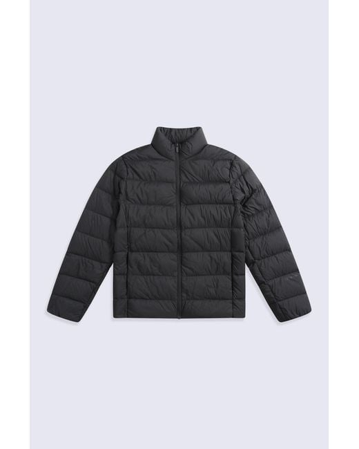 Mountain Warehouse Black Lightweight Down Jacket Water Resistant Zip Up Hooded Puffer Winter Coat for men