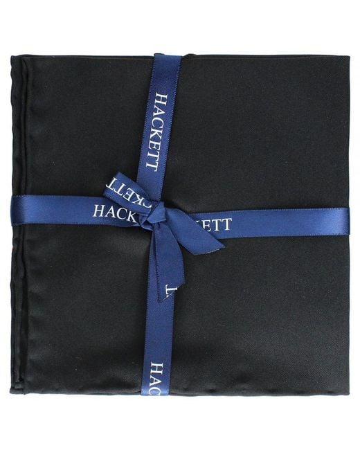 Hackett Black Plain Satin Hank Handkerchiefs for men
