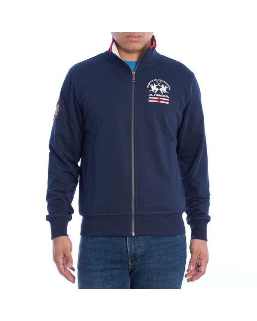 La Martina Blue Ymf602-Fp112 Zip Up Sweatshirt for men