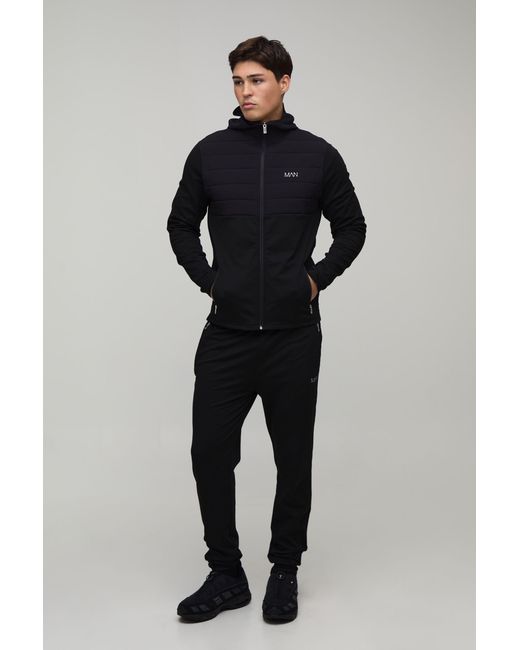 BoohooMAN Blue Active Quilted Regular Fit Tracksuit for men