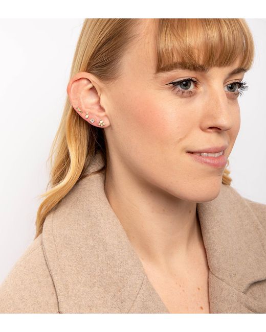 The Jewellery Stockroom Metallic Plated Set Of Four Pairs Of Opal Cz Stud Earrings