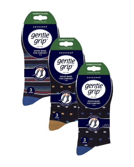 Gentle Grip Black 9 Pack Bamboo Socks for men