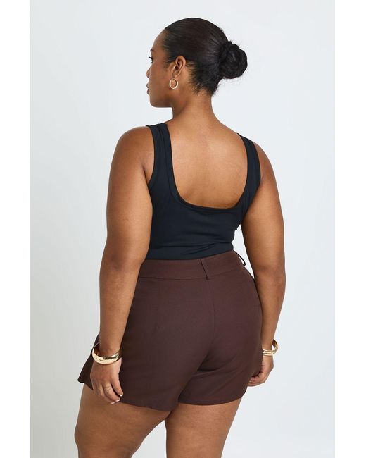 Boohoo Brown Plus Tailored Pocket Detail Skort