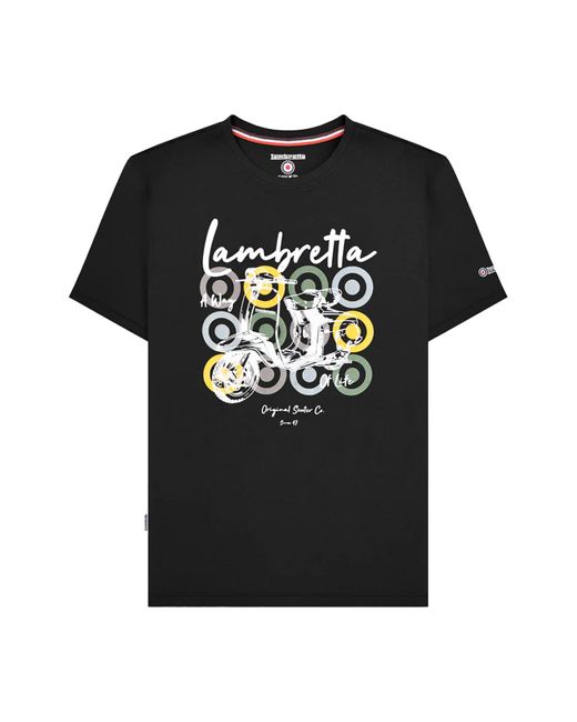 Lambretta Black Scooter Branded T-Shirt Cotton for men
