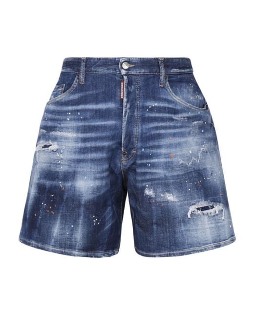 DSquared² Blue Boxer Fit Denim Shorts for men