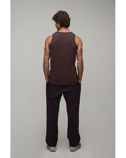 BoohooMAN Brown Essential Regular Fit Waffle Vest for men