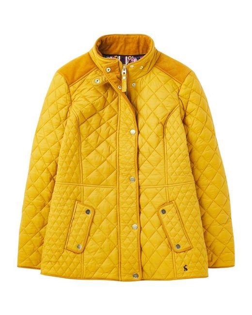 Joules Yellow Newdale Quilted Jacket Coat