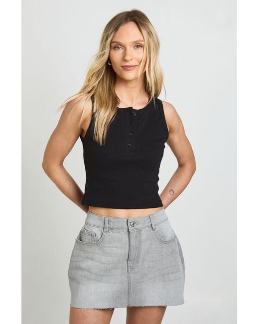 Boohoo Gray Petite Denim Mini Skirt