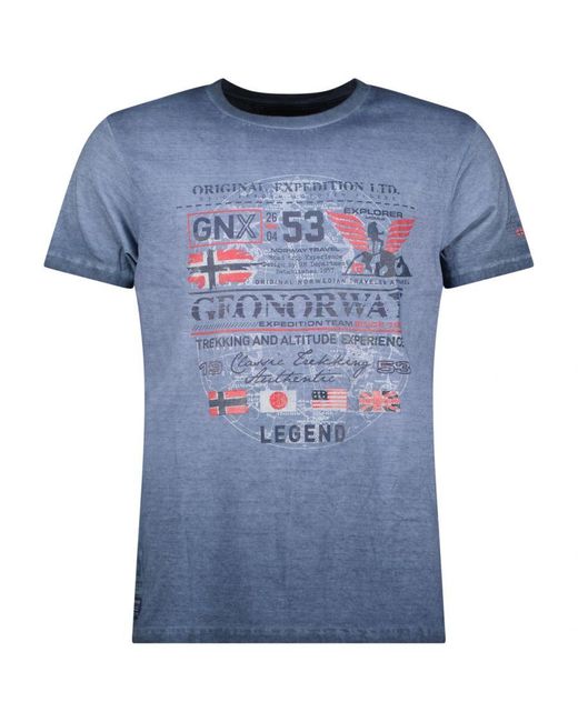 GEOGRAPHICAL NORWAY Blue Short Sleeve T-Shirt Sw1562Hgno for men