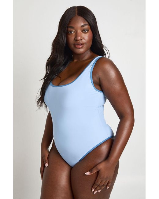 Boohoo White Plus Contrast Swimsuit