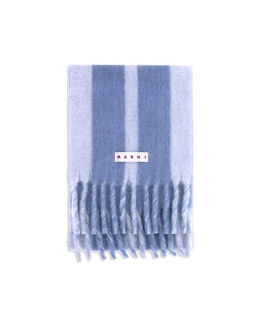 Marni Gestreifter Fransen-Schal in Blue für Herren