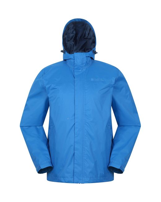 Mountain Warehouse Blue 'Torrent' Rain Jacket With Zipped Pockets Waterproof Adjustable Hem for men