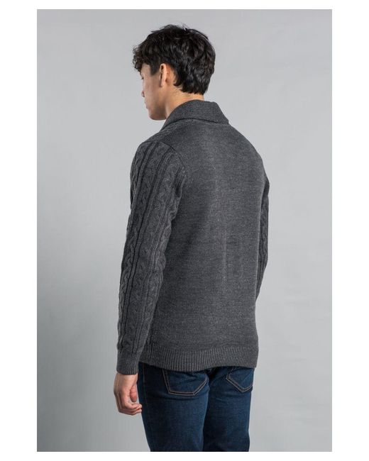Tokyo Laundry Gray Shawl Neck Cable Knit Cardigan for men