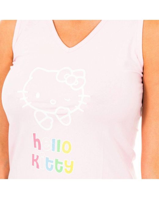 Disney White Hello Kitty V-Neck Sleeveless Dress Ba453