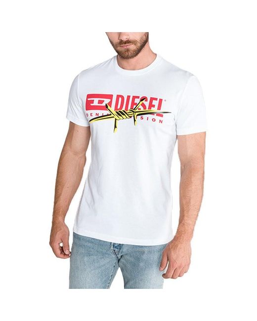 DIESEL White T Diego Bx2 T-Shirt Crew Neck Short Sleeve Casual Cotton Tee for men