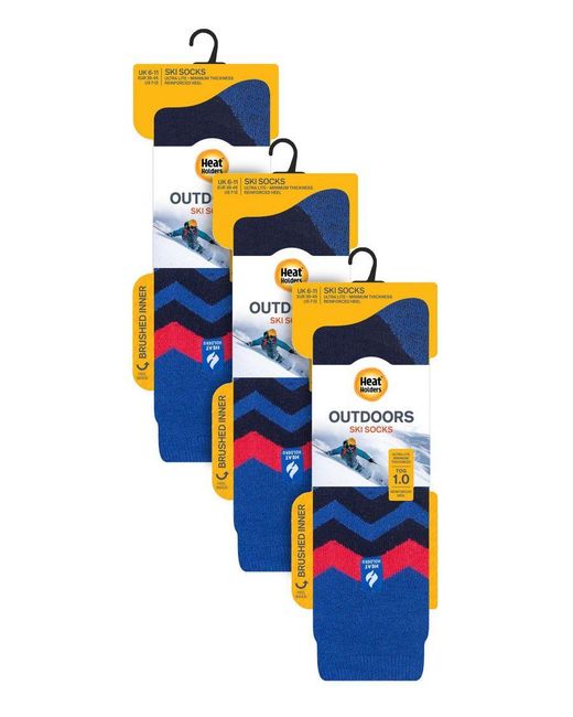 Heat Holders Blue 3 Pair Multipack Ultra Lite Ski Socks for men