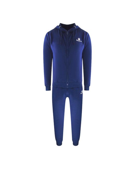 Aquascutum Blue Zip-Up Hoodie And Track Pants Set Cotton for men