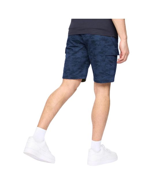 Crosshatch Blue Janscore Elasticated Waist Cargo Shorts Cotton for men