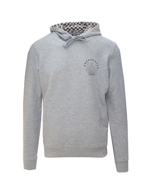 Aquascutum Gray Aldis Emblem Logo Hoodie for men