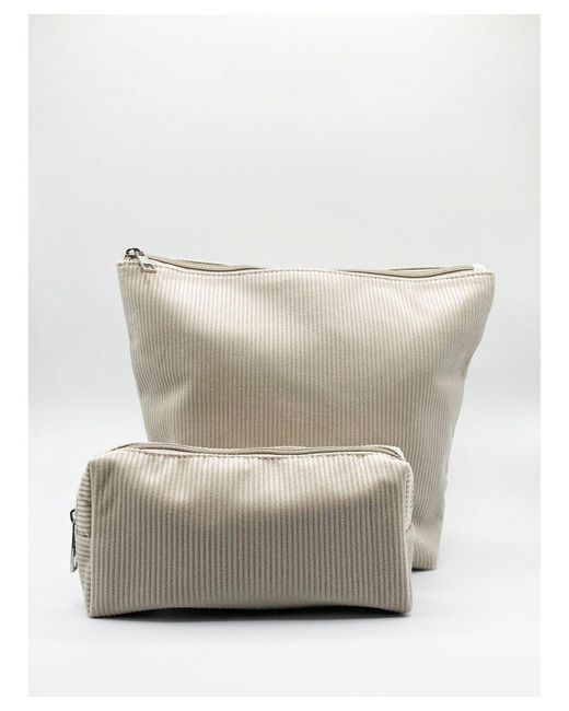 SVNX Gray Corduroy Make Up Bag 2 Pack