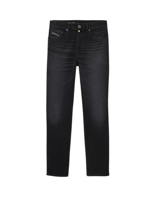 DIESEL D-fining Taps Toelopende Pasvorm Effen Denim Jeans Met Zwarte Wassing in het Blue voor heren