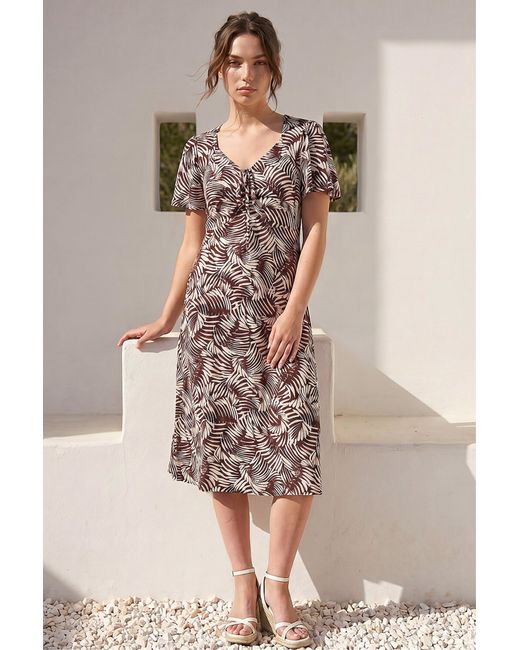 Roman Natural Petite Abstract Print Stretch Midi Dress