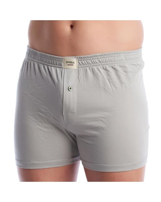 Omera Gray Organic Cotton Boxer Shorts With Button 2012 for men