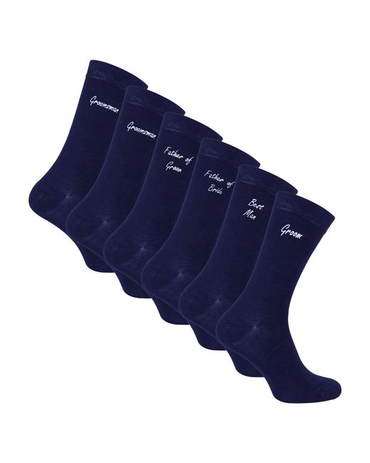 Sock Snob Blue 6 Pairs Wedding Socks for men