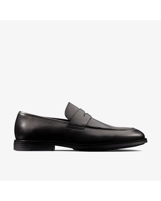Clarks Black Ronnie Step Leather Shoes for men